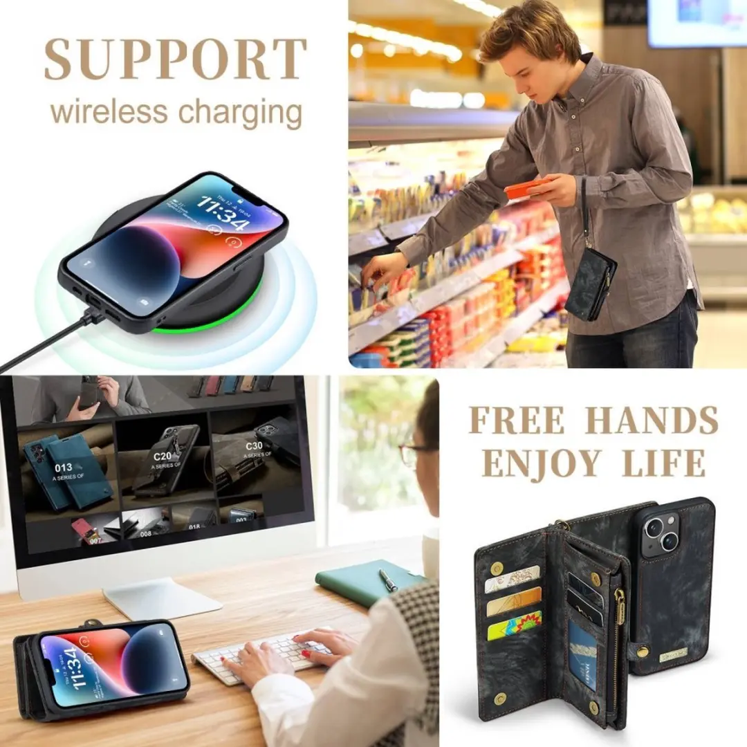 Caseme 008 iPhone 13 Hoesje - 2-in-1 Book Case & Portemonnee - Zwart