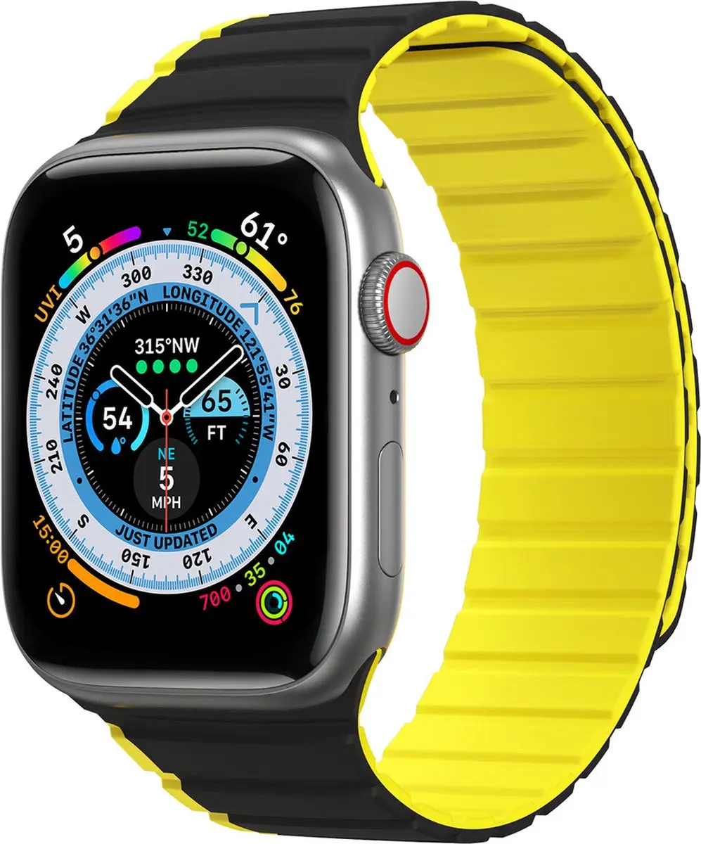Dux Ducis Magnetische Band voor Apple Watch - 42/44/45/49mm - Zwart/Geel