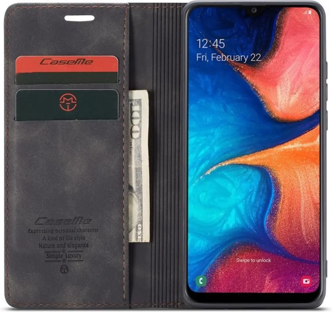 Caseme Book Case Samsung Galaxy A20e - 2 Pasjes - Zwart
