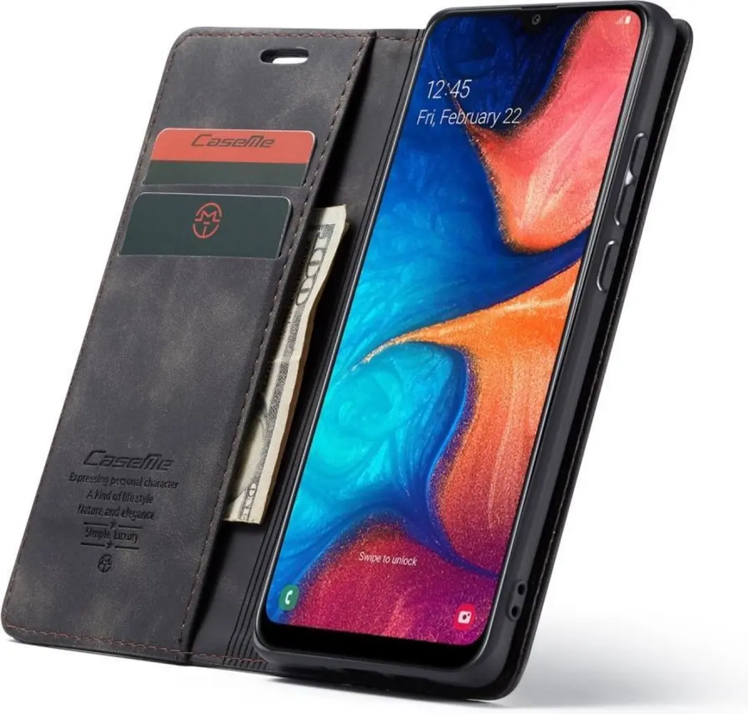 Caseme Book Case Samsung Galaxy A20e - 2 Pasjes - Zwart