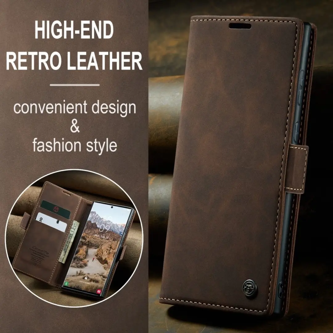 Caseme 013 Book Case Hoesje - Samsung Galaxy S25 Ultra - Donkerbruin