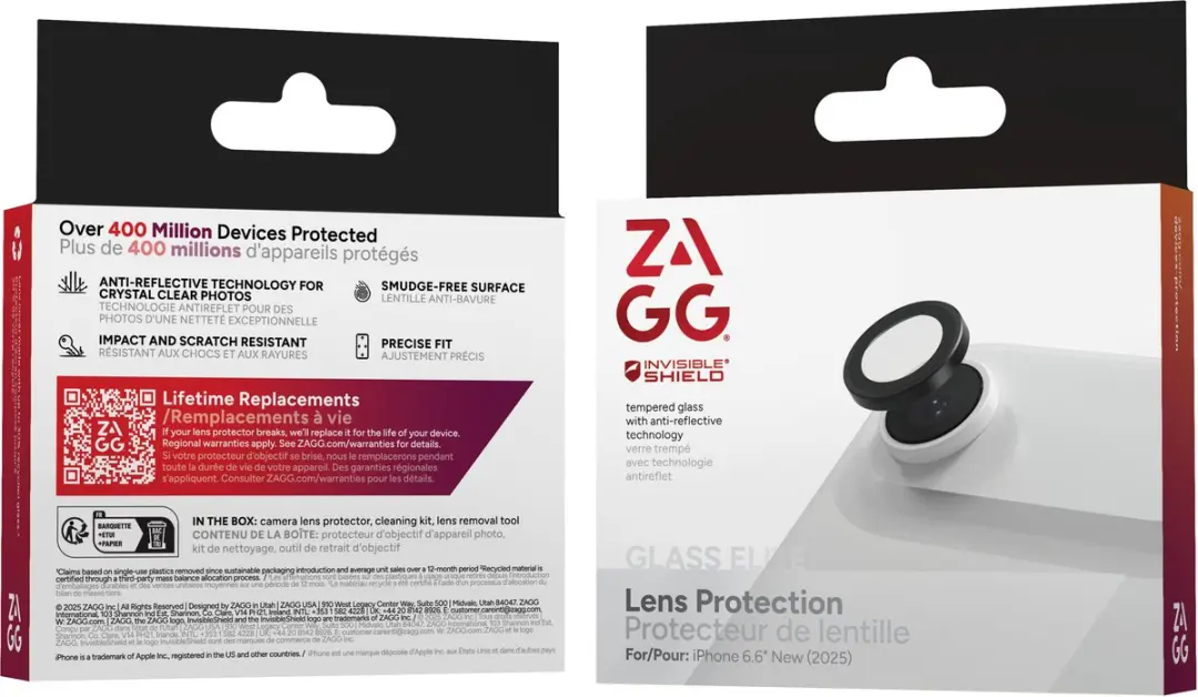 ZAGG Glass Elite Camera Rings iPhone Air - Tempered Glass - Zwart