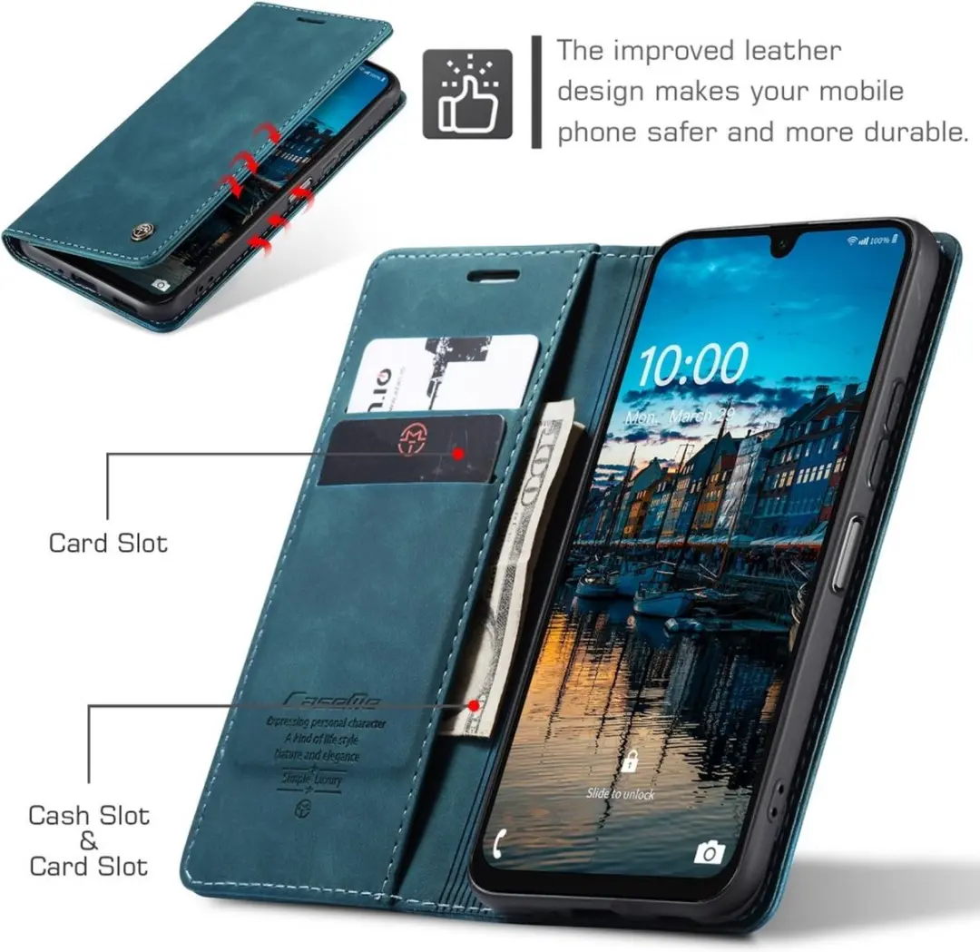 Caseme 013 Book Case Hoesje - Samsung Galaxy A26 - Blauw - 2 Pasjes - afbeelding 6 van 6