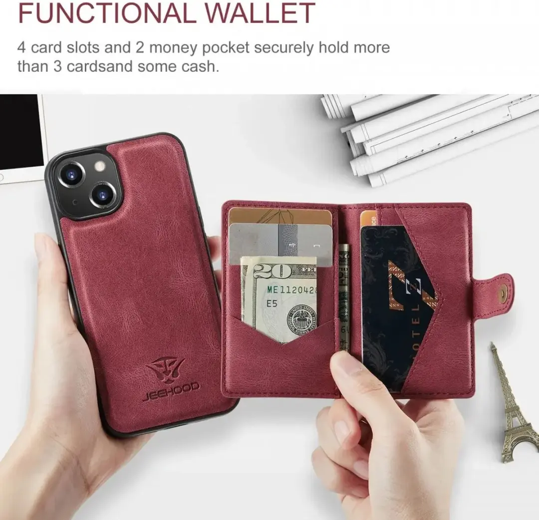 Caseme JH-01 Hoesje iPhone 15 - Pasjeshouder Rood
