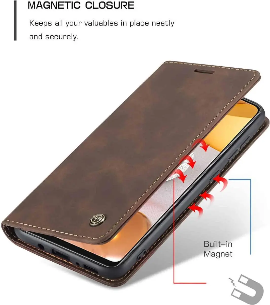 Caseme Retro Boekmodel Hoesje 6574 - Samsung Galaxy A42 - 2 Stuks - Donkerbruin