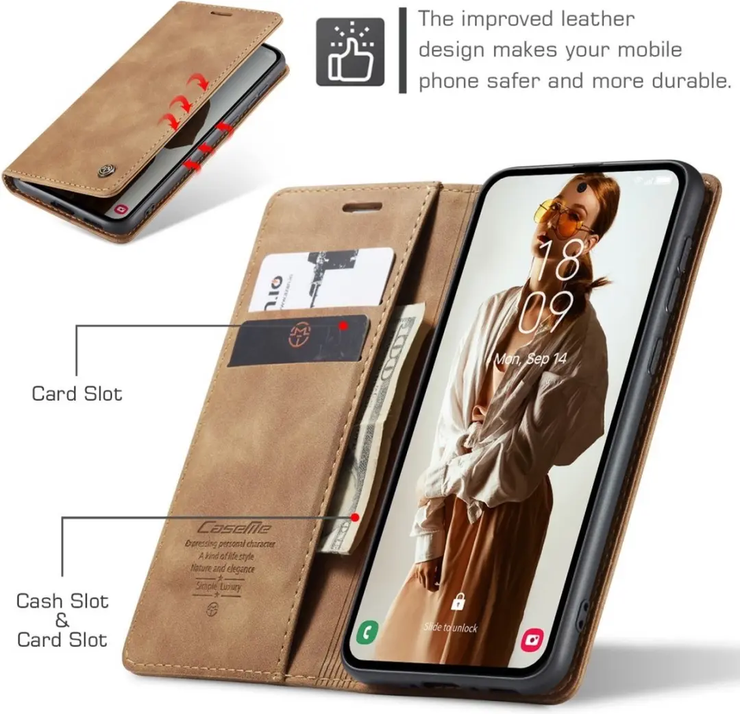 Caseme Book Case Samsung Galaxy A55 - Bruin