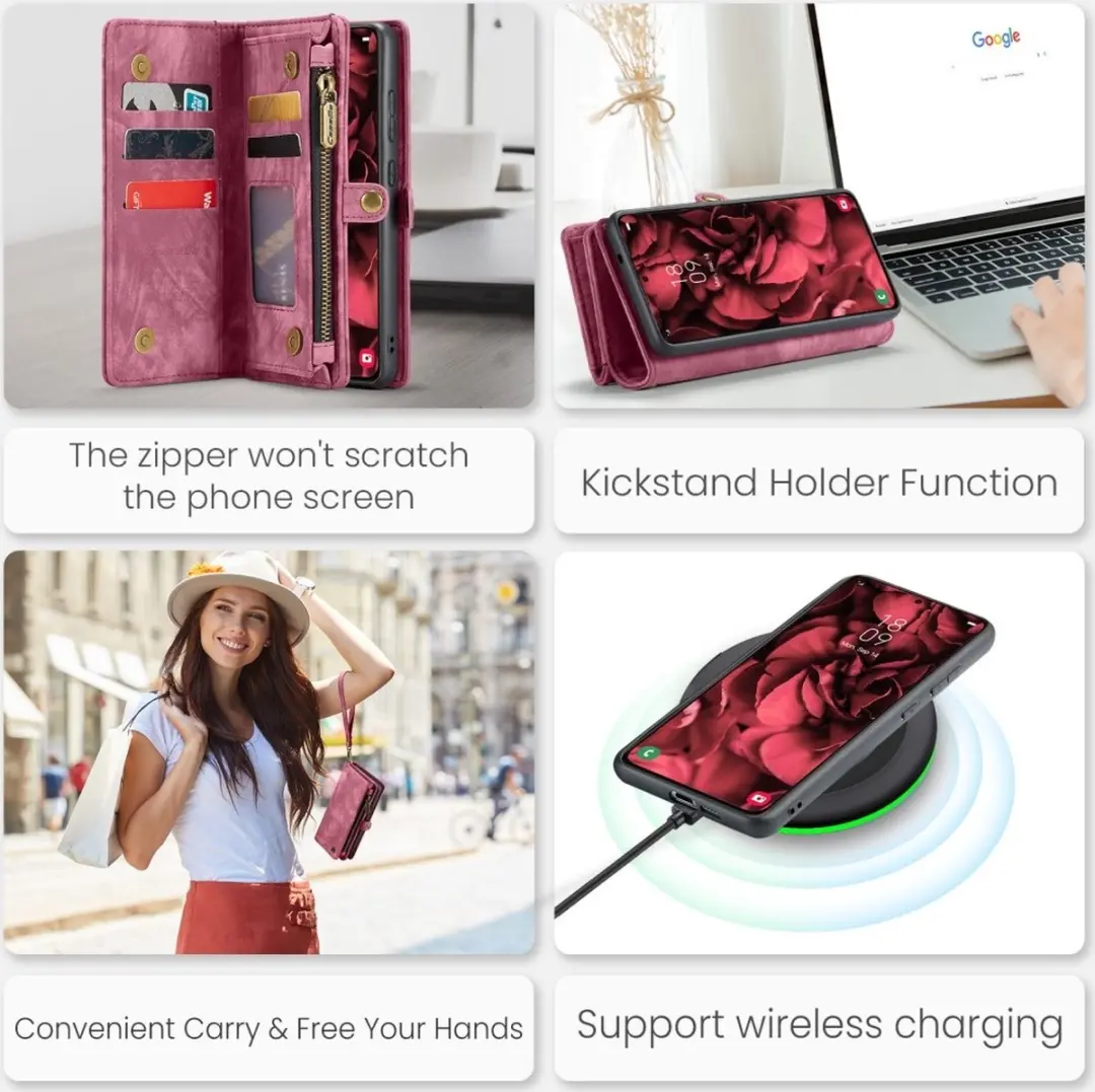 Caseme 008 Book Case & Back Cover Samsung Galaxy S25 - 8 Pasjes - Pink
