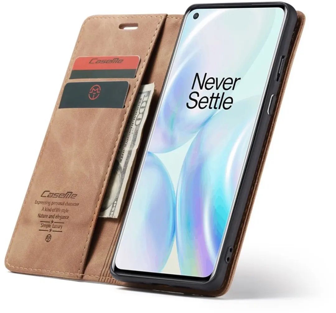 Caseme Book Case OnePlus 8 - 2 Pasjes - Bruin