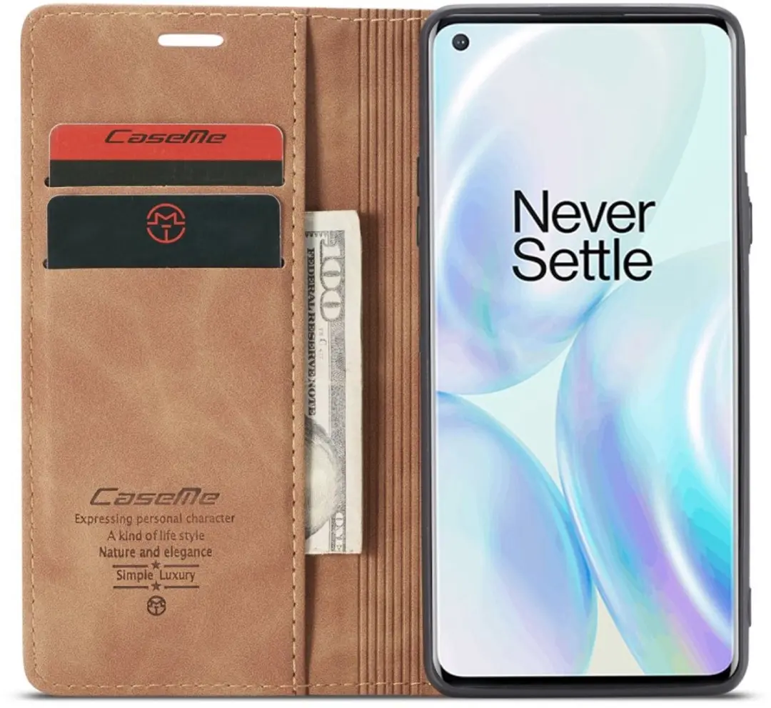 Caseme Book Case OnePlus 8 - 2 Pasjes - Bruin - afbeelding 6 van 6