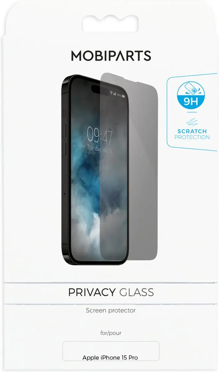Mobiparts Privacy Screenprotector iPhone 15 Pro - Gehard Glas