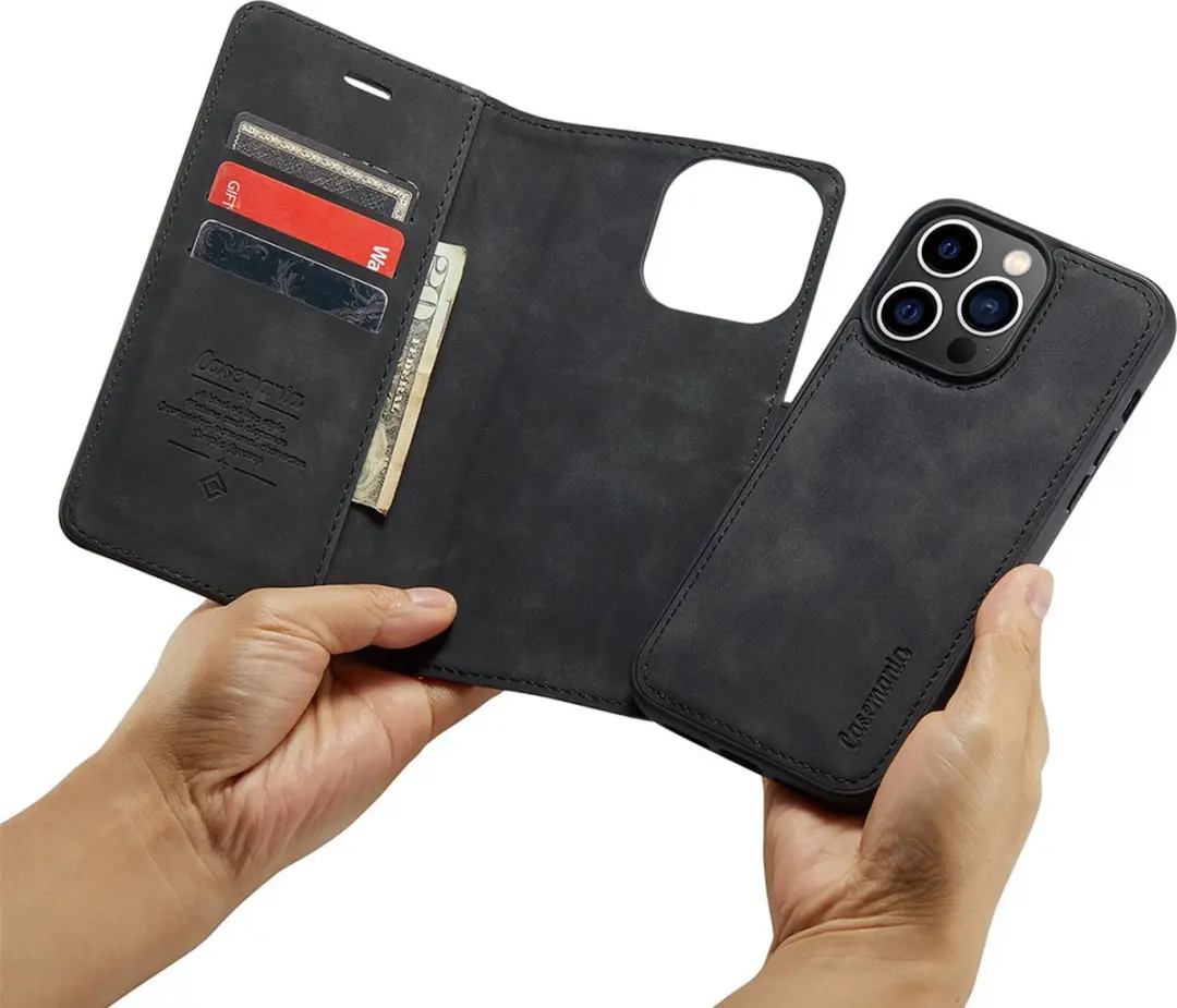 Caseme iPhone 14 Pro Max Bookcase Hoesje - 4 Pasjes - Zwart