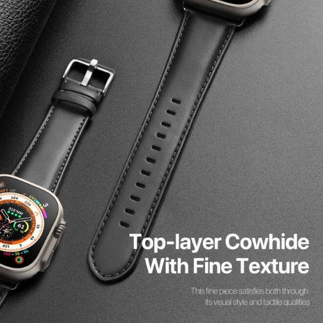 Dux Ducis YS Leren Bandje Apple Watch - Zwart