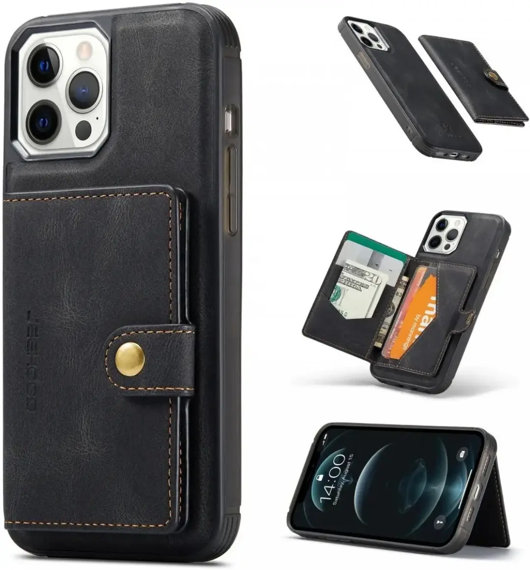 Caseme JH-01 Hoesje iPhone 13 - Pasjeshouder 4 Stuks - Zwart