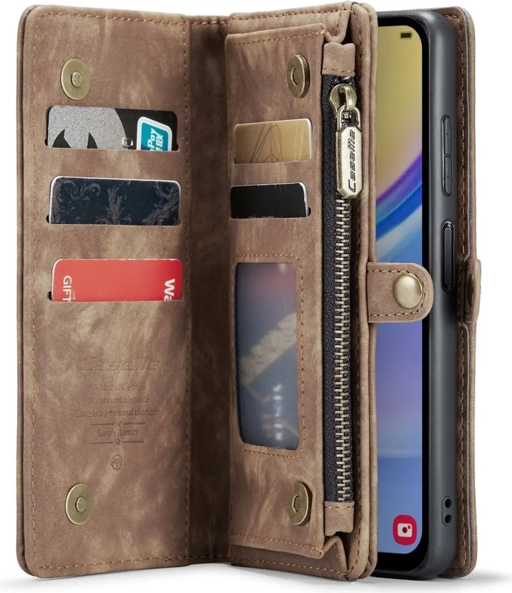 Caseme 008 Hoesje Samsung Galaxy A16 - 2-in-1 Book Case - Bruin