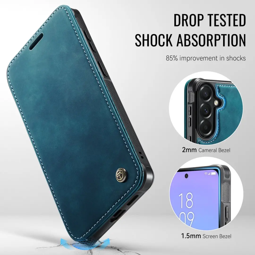 Caseme Hoesje Samsung Galaxy A57 - MagSafe Blauw - 3 Pasjes