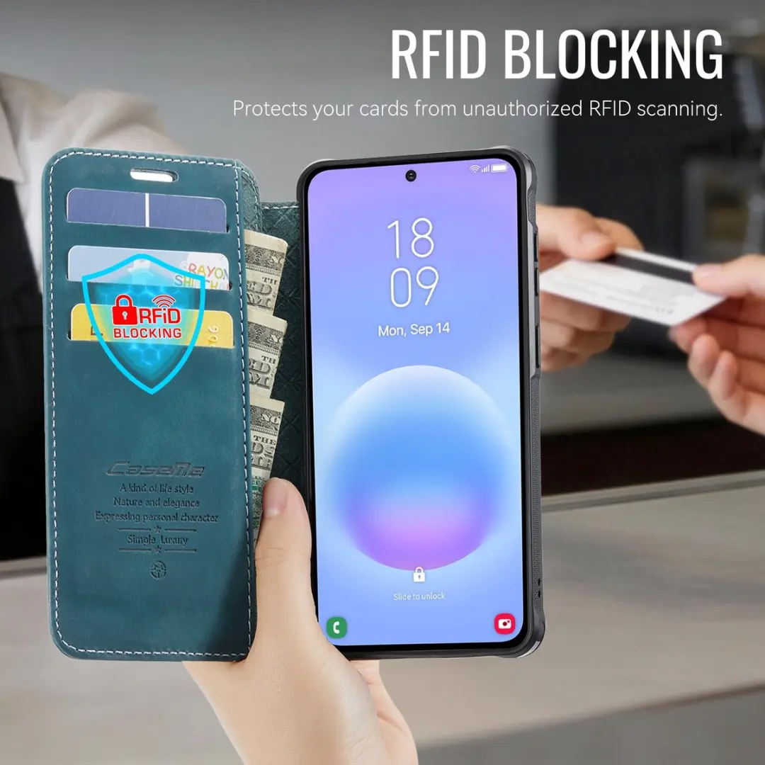 Caseme Hoesje Samsung Galaxy A57 - MagSafe Blauw - 3 Pasjes
