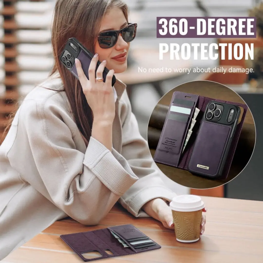 Caseme iPhone 17 Pro Max Portemonneehoes - MagSafe Paars
