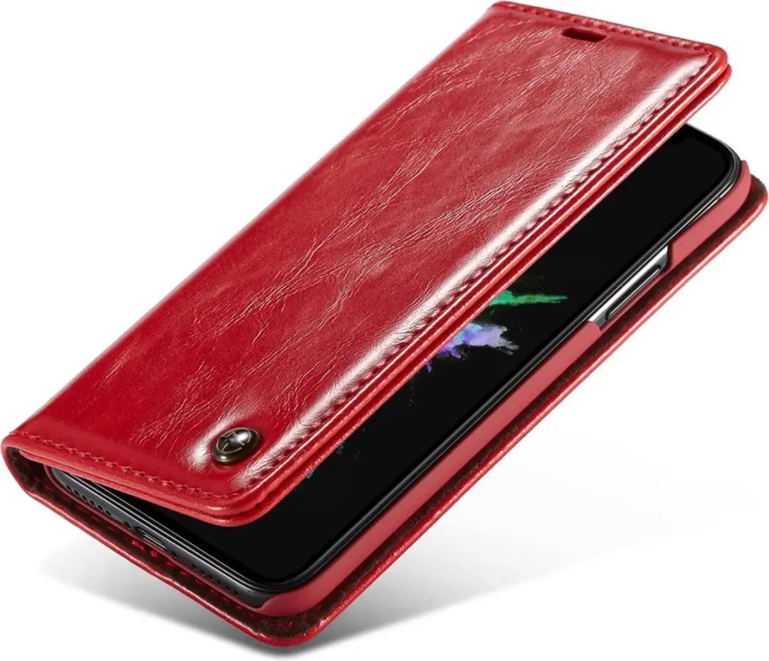 Caseme Kunstleer Wallet Hoesje iPhone X/XS - 3 Pasjes - Rood