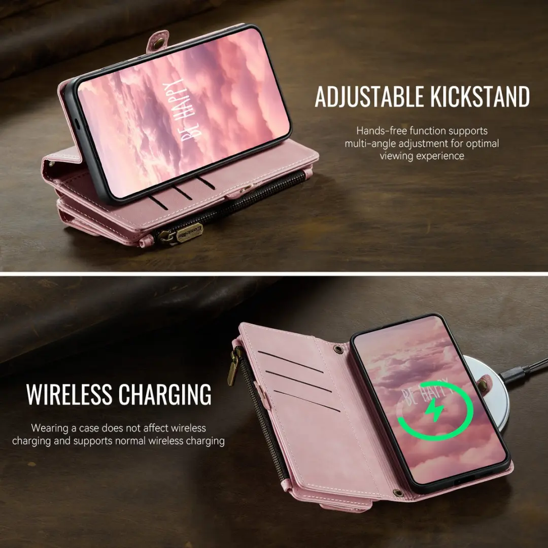 Caseme Samsung Galaxy S26 Hoesje Portemonnee - Lichtroze - 9 Pasjes