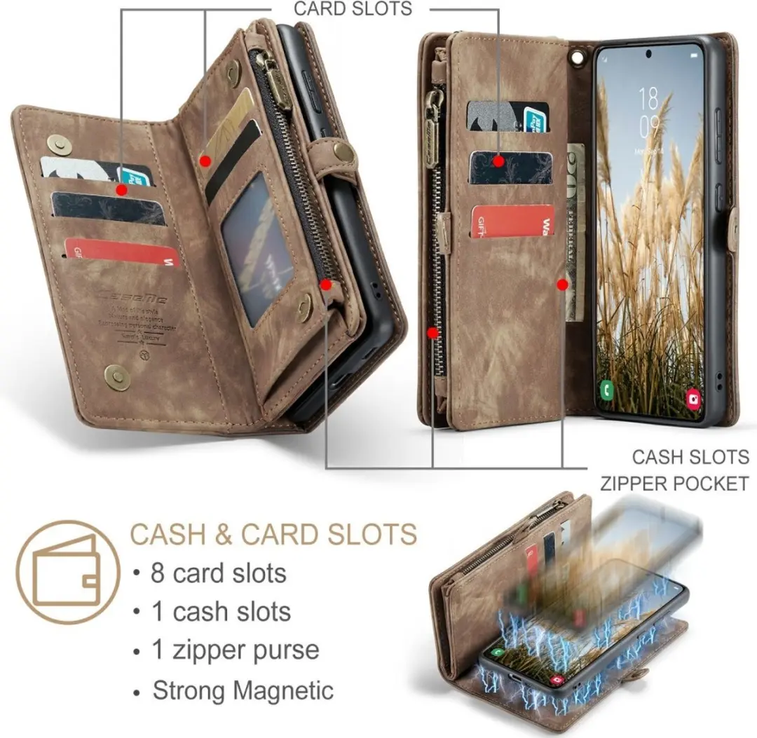 Caseme 008 Book Case & Portemonnee - Samsung Galaxy S24 - Bruin