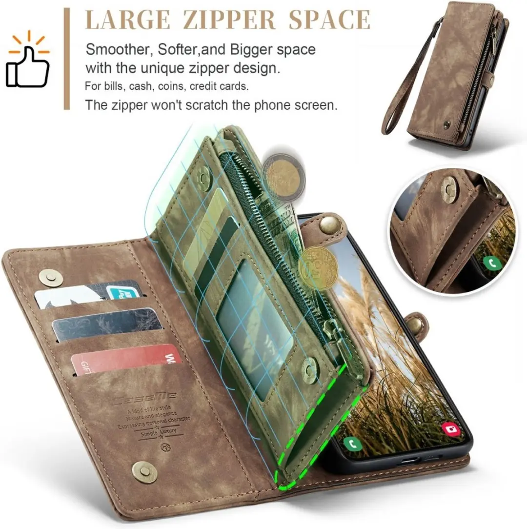 Caseme 008 Book Case & Portemonnee - Samsung Galaxy S24 - Bruin