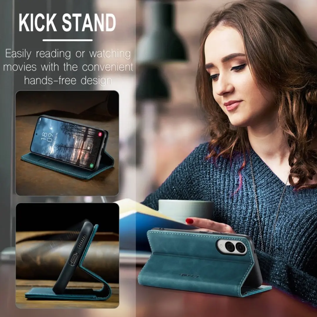Caseme 013 Book Case Hoesje Samsung Galaxy S25 Edge - Blauw
