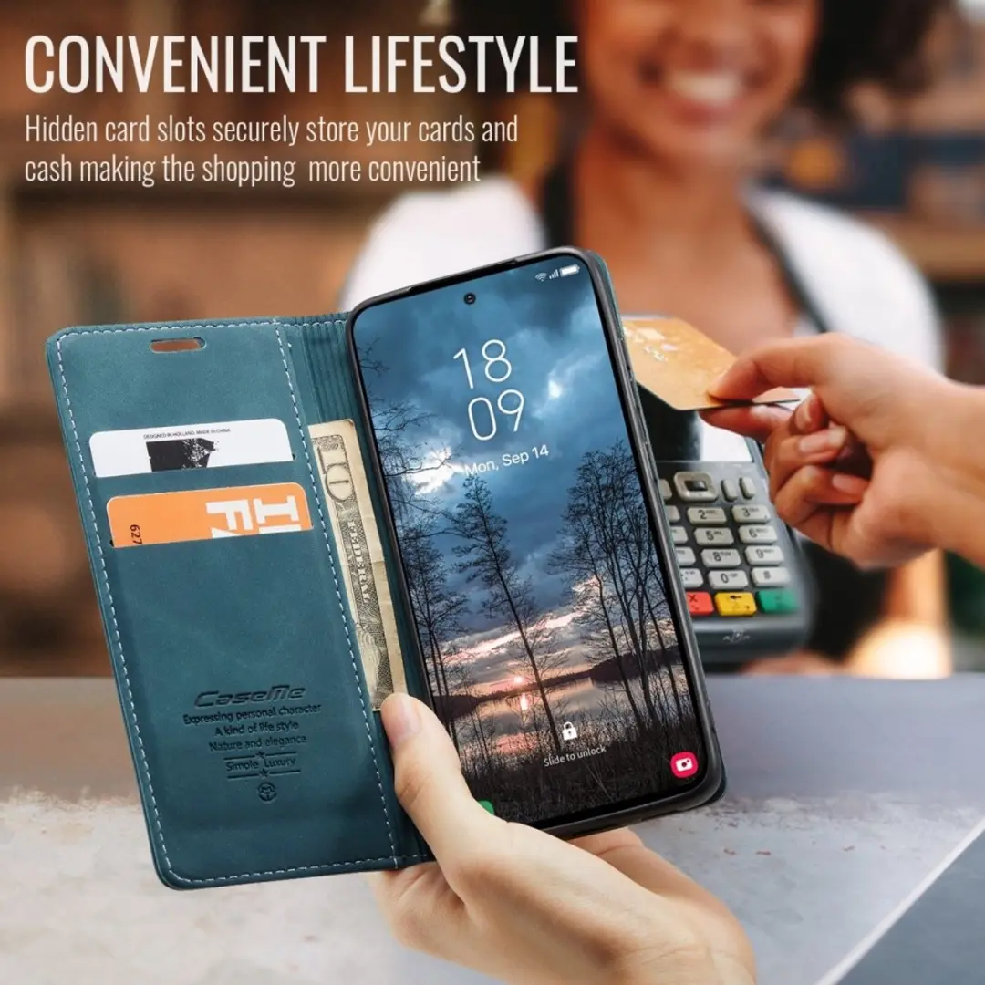 Caseme 013 Book Case Hoesje Samsung Galaxy S25 Edge - Blauw