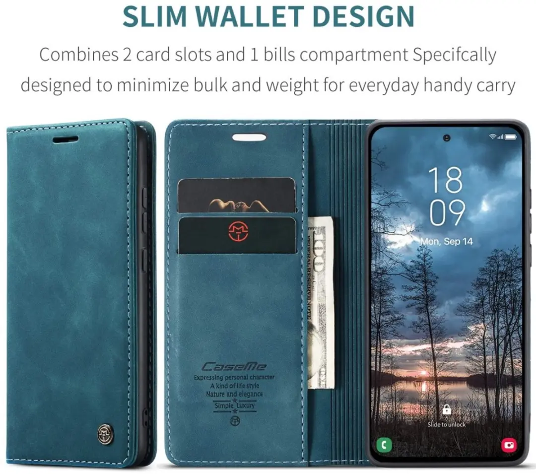 Caseme 013 Book Case Hoesje Samsung Galaxy S25 Edge - Blauw - afbeelding 6 van 6