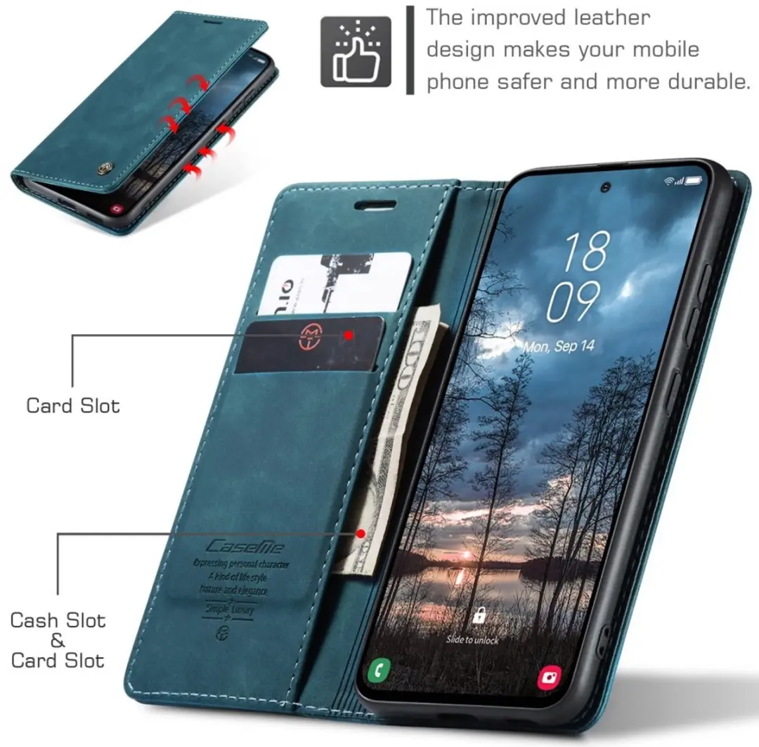 Caseme 013 Book Case Hoesje Samsung Galaxy S25 Edge - Blauw