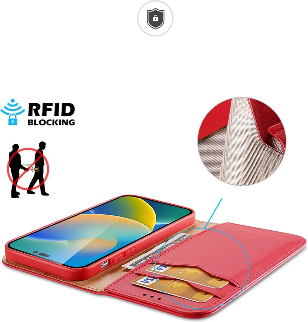 Dux Ducis Hivo Series iPhone 14 Pro Max Hoesje - Rood - 3 Pasjes