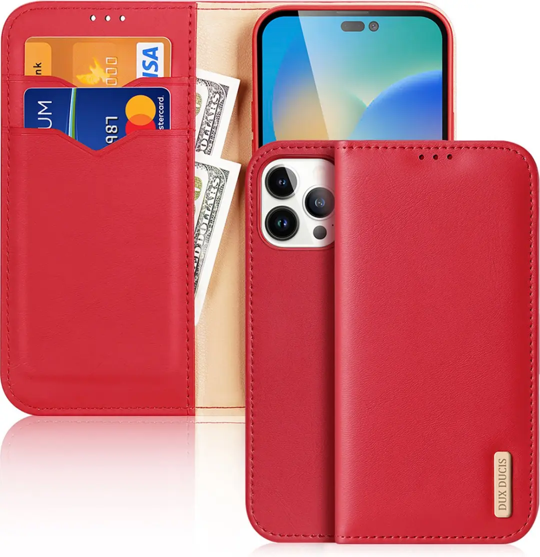 Dux Ducis Hivo Series iPhone 14 Pro Max Hoesje - Rood - 3 Pasjes