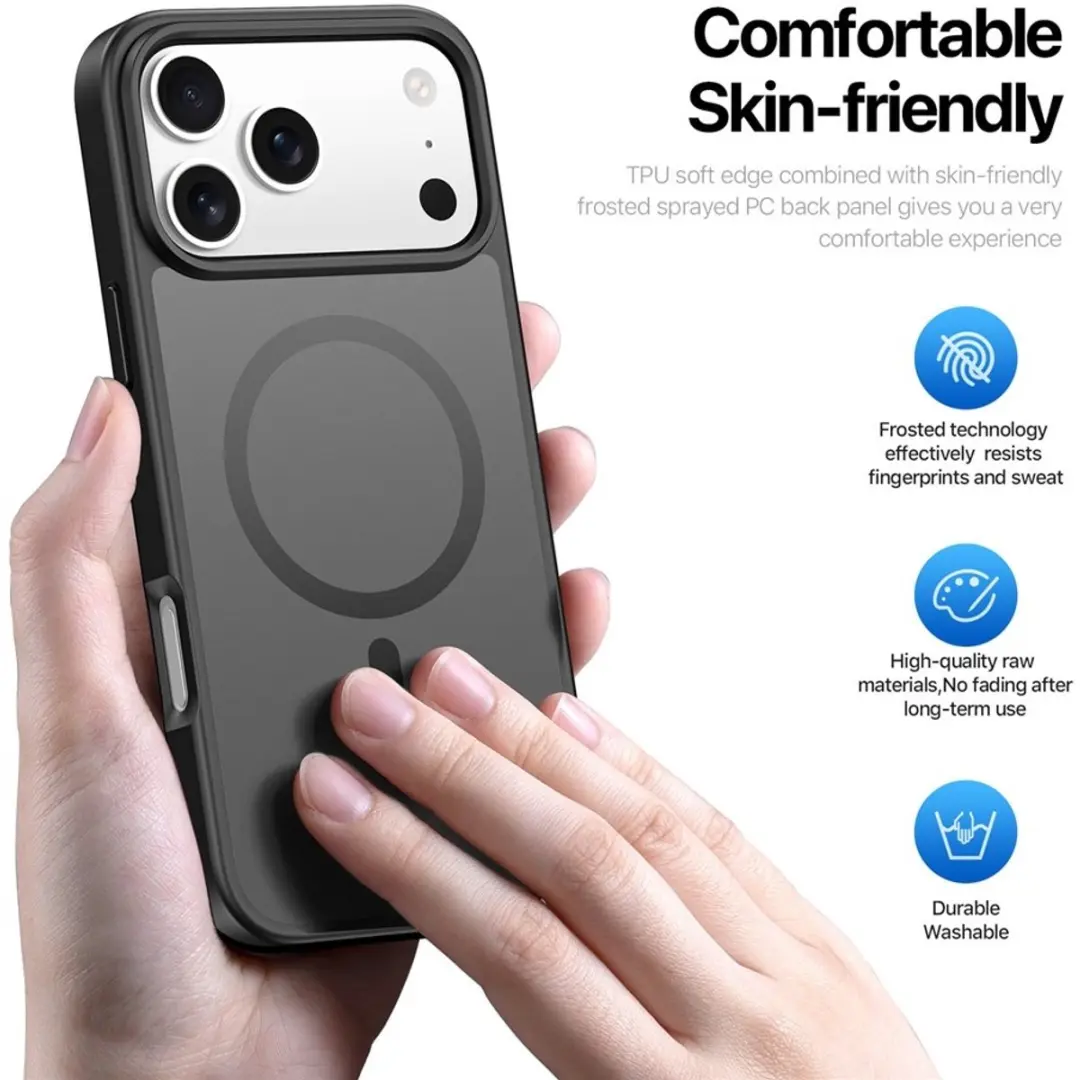 Dux Ducis Yind Series Hoesje iPhone 17 Pro Max - Mat Transparant Zwart - MagSafe