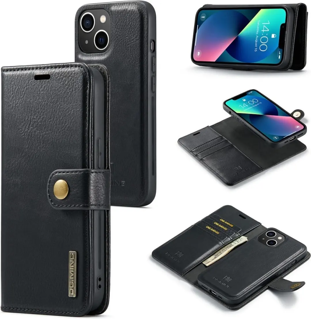 DG.MING iPhone 15 Hoesje 2-in-1 Book Case - Zwart