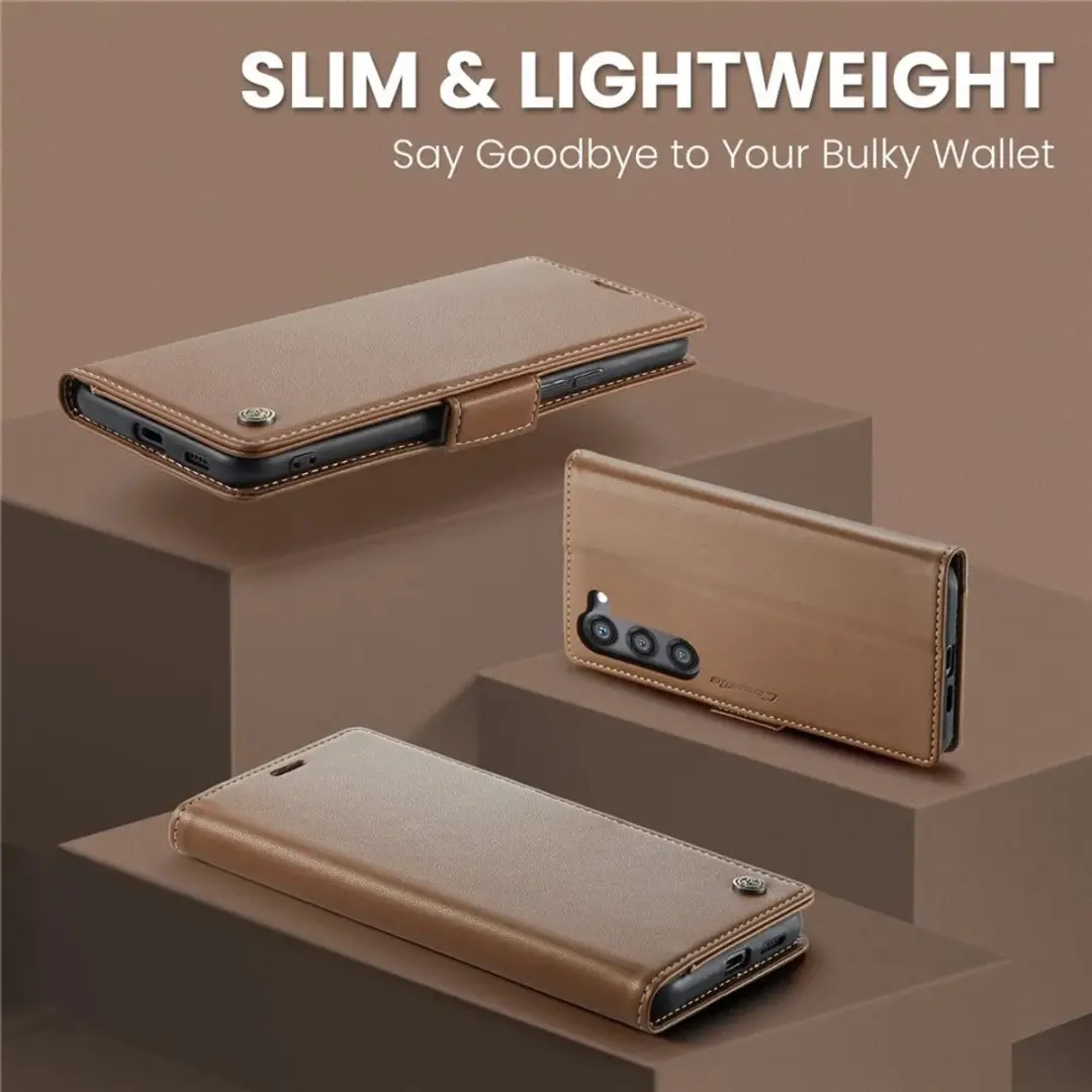 Caseme Litchi Texture Book Wallet Hoesje - Samsung Galaxy S25 - 3 Pasjes - Bruin
