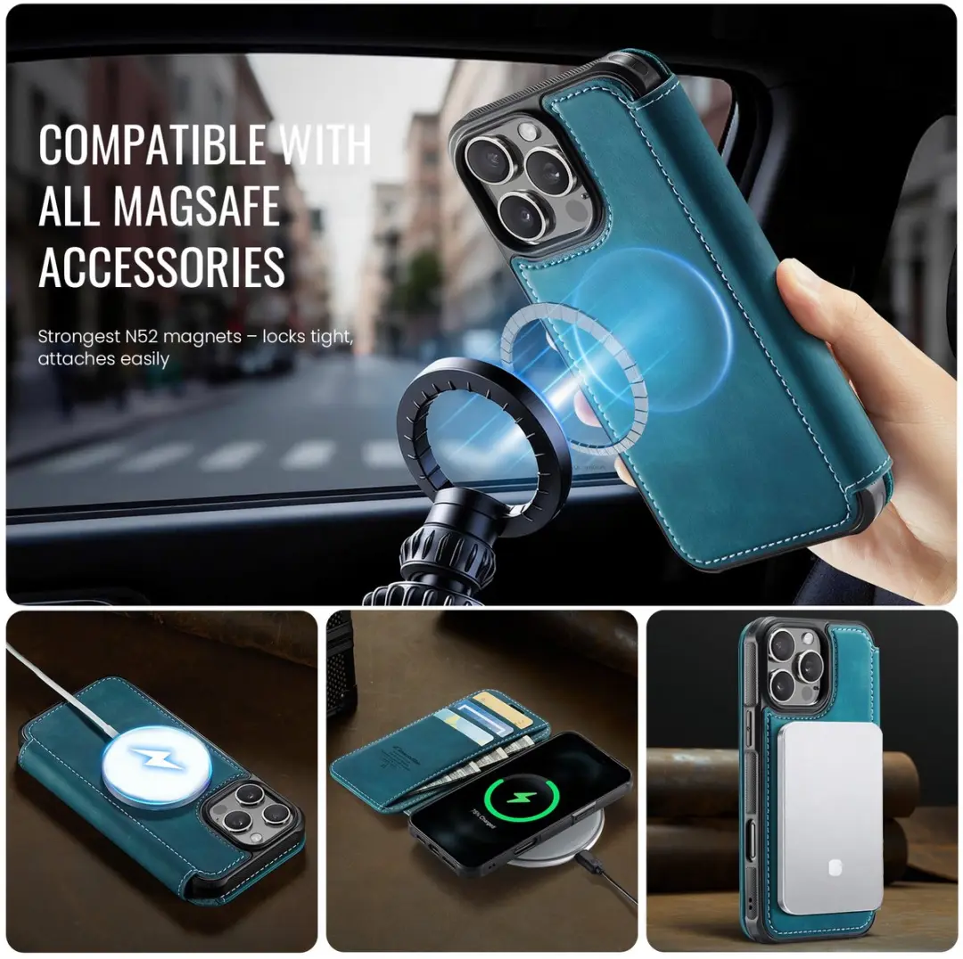 Caseme 053 Slim Book Case Hoesje iPhone 14 Pro - MagSafe - Blauw
