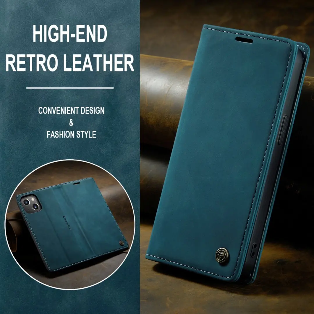 Caseme Retro Wallet Case CSM-39244 - iPhone 15 Plus - Blauw