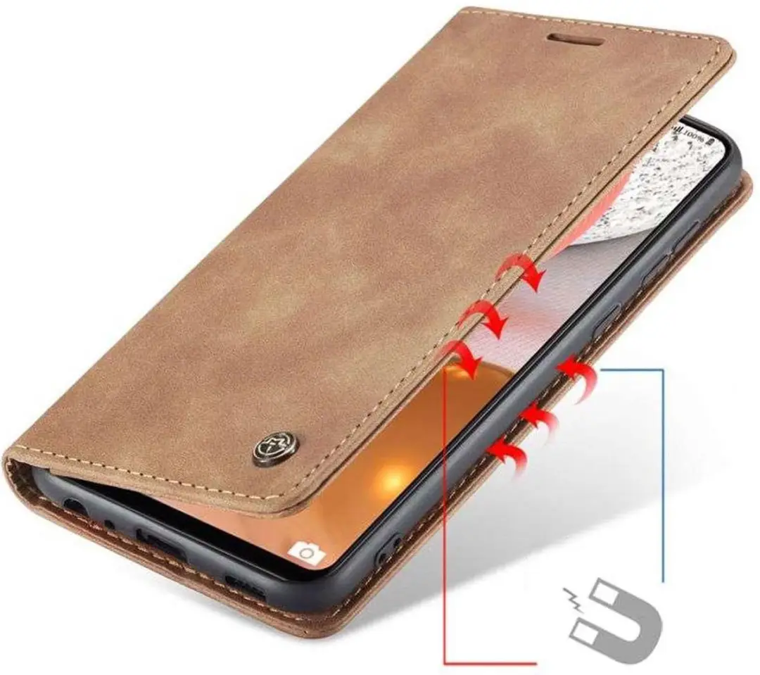 Caseme CSM-33724 Bookcase Hoesje - Samsung Galaxy A72 - 3 Pasjes - Bruin
