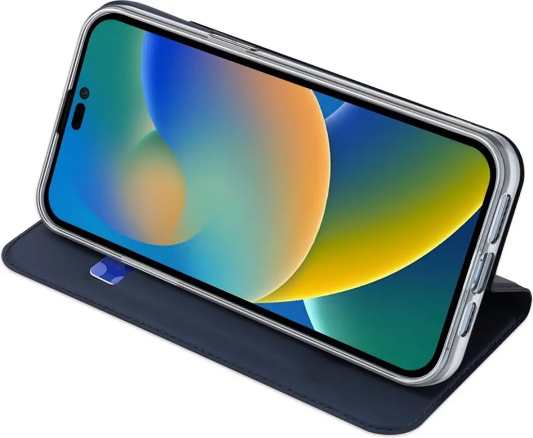Dux Ducis Slim Bookcase Hoes iPhone 14 Pro Max - Blauw