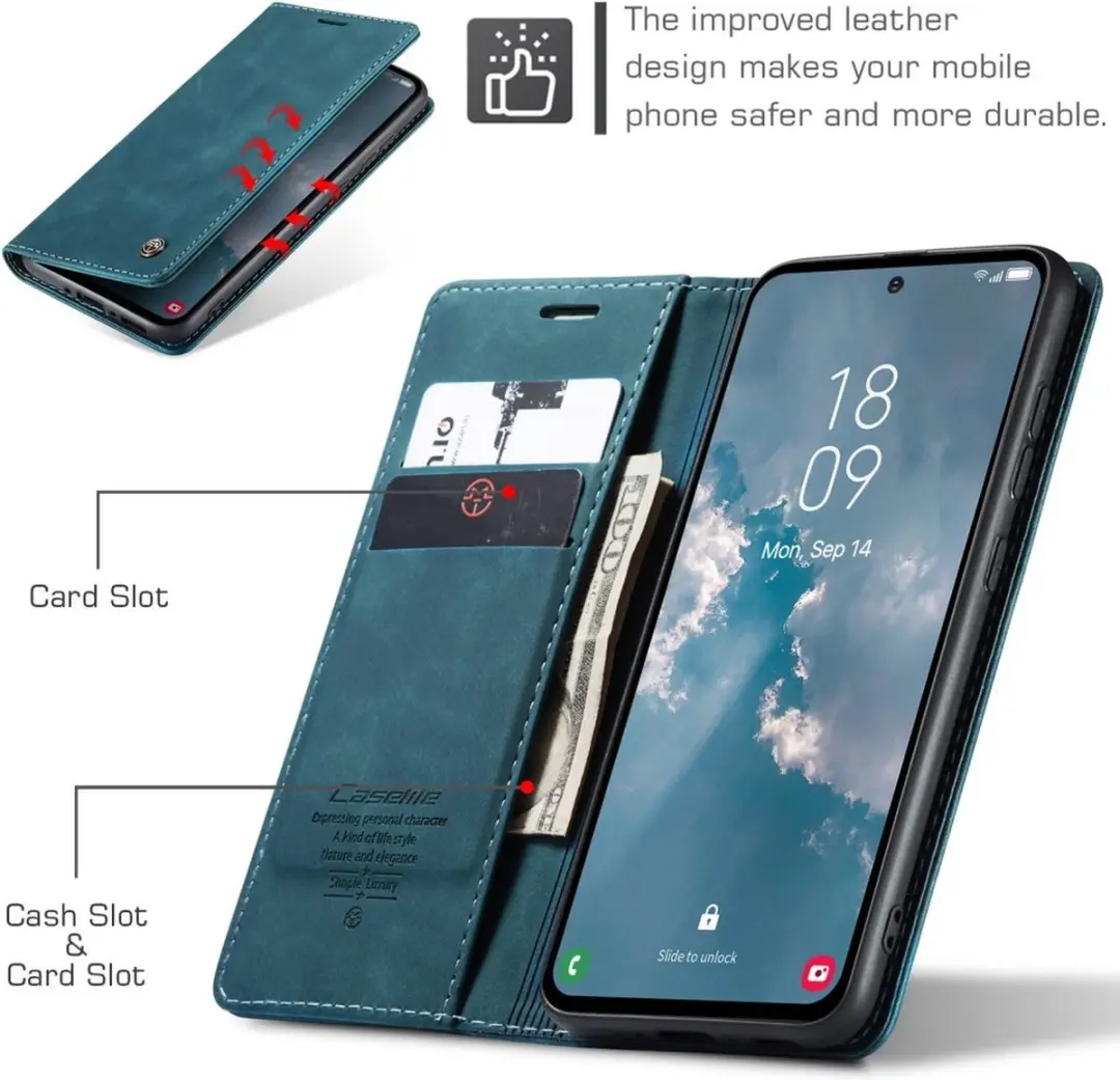 Caseme 013 Book Case Hoesje Samsung Galaxy A54 - Blauw