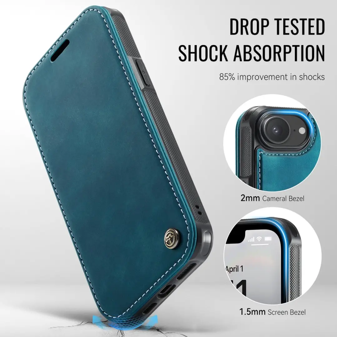 CaseMe 053 Slim Book Case iPhone Hoesje - MagSafe - Blauw - 3 Pasjes