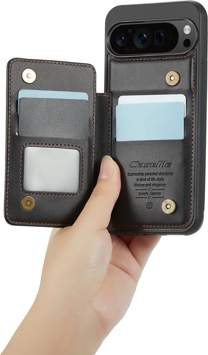 Caseme Portemonnee Backcover Pixel 9 Pro XL/10 Pro XL - Anti-RFID - 4 Pasjes - Zwart - afbeelding 6 van 6