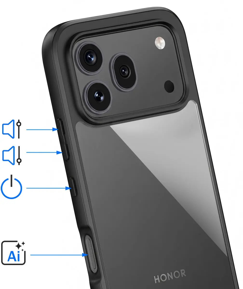 Dux Ducis Hoesje Honor 600/600 Pro Aimo Valbescherming 1.2m - Zwart/Transparant - afbeelding 4 van 5