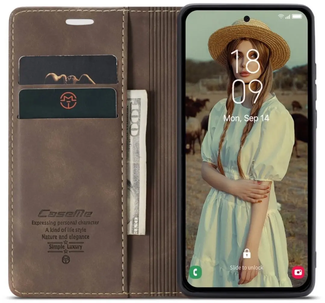 Caseme 013 Book Case Hoesje Samsung Galaxy A36 - Donkerbruin