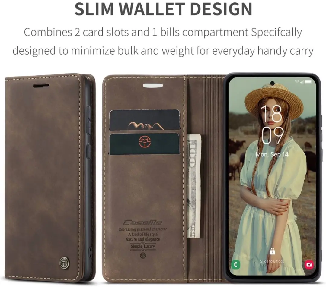 Caseme 013 Book Case Hoesje Samsung Galaxy A36 - Donkerbruin