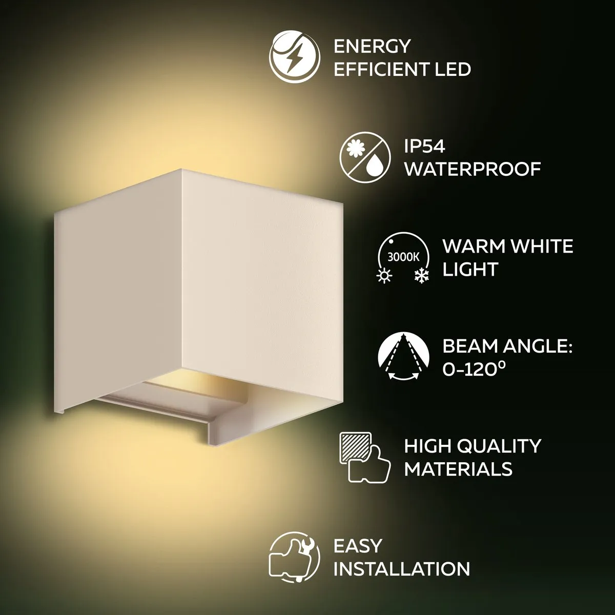 Calex Bari Wandlamp 7W - 4 Stuks - Zandkleur