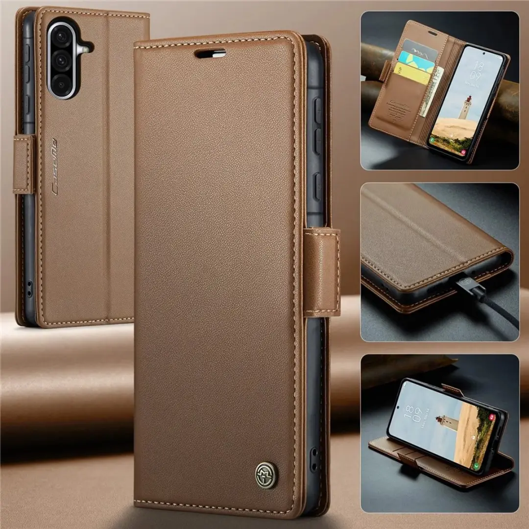 Caseme Litchi Texture Book Wallet Hoesje Samsung Galaxy A36 - 3 Pasjes - Bruin