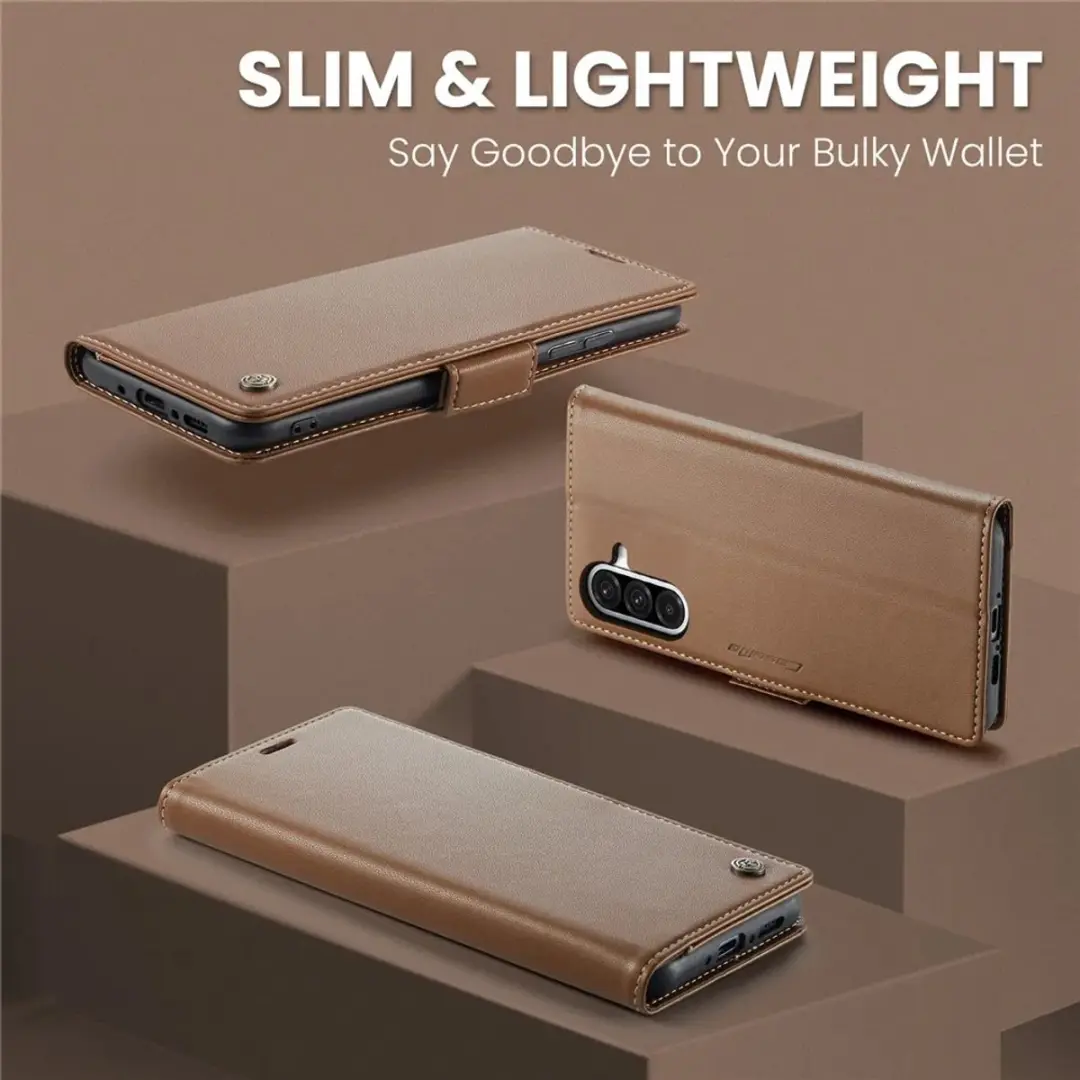 Caseme Litchi Texture Book Wallet Hoesje Samsung Galaxy A36 - 3 Pasjes - Bruin