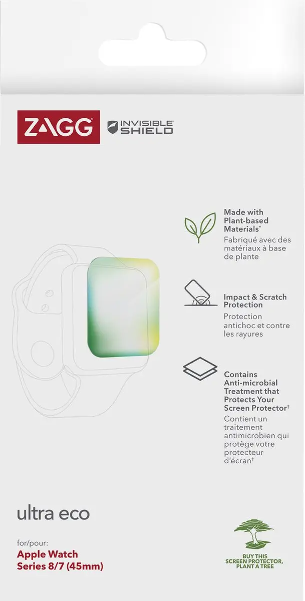 ZAGG InvisibleShield Ultra Eco Screenprotector Apple Watch 45mm - Transparant