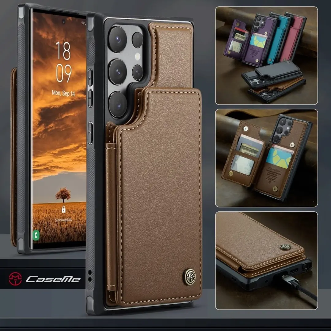 CaseMe C22 Hoesje Samsung Galaxy S25 Ultra - Bruin - afbeelding 6 van 6
