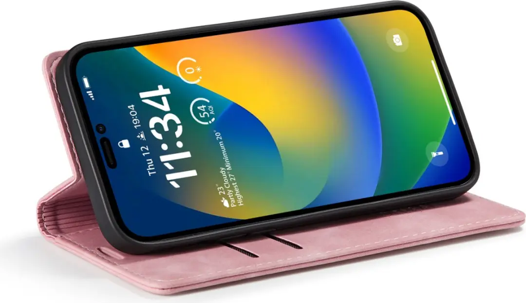 Caseme Retro Wallet Case CSM-39256 - iPhone 15 Pro Max - 2 Pasjes - Roze